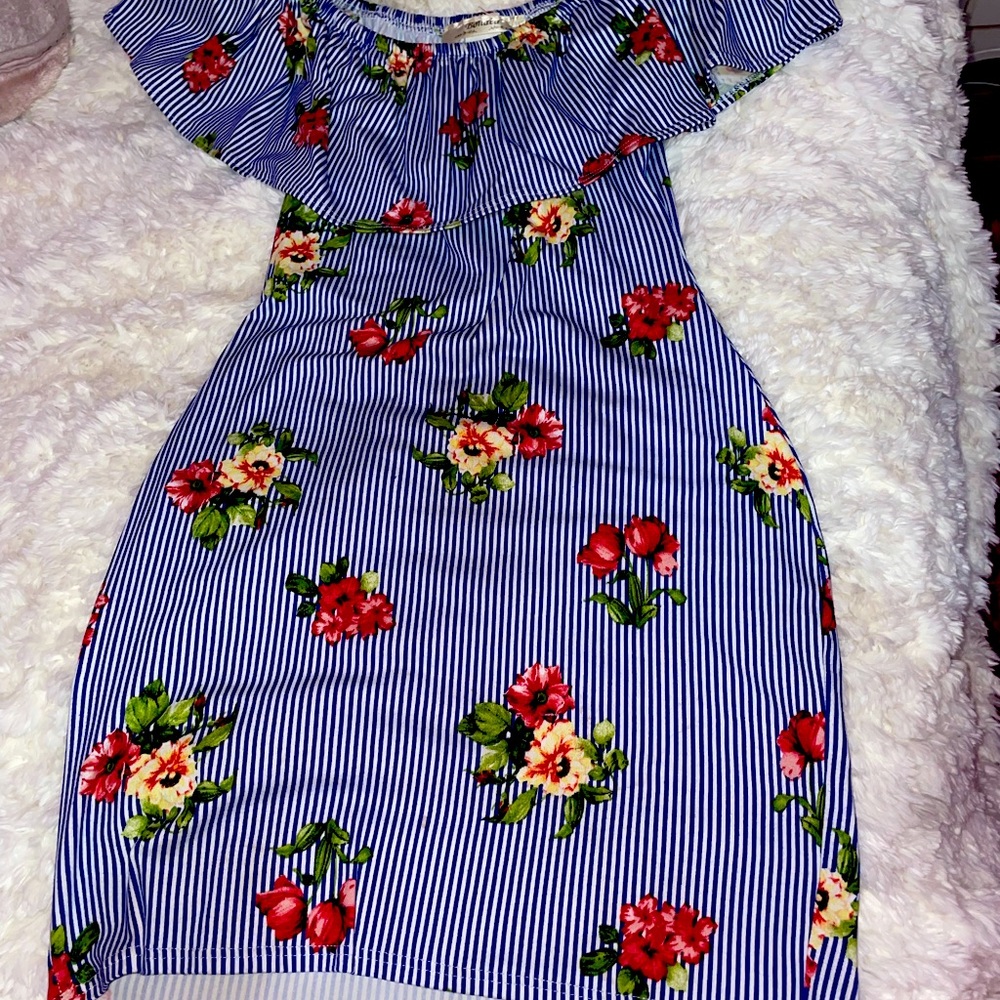 Stripped royal blue with white dress